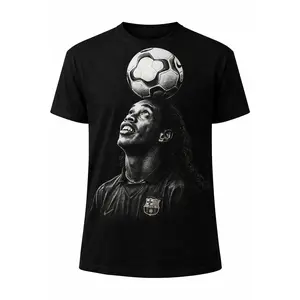 Ronaldinho X AGÁPE Iconic Player Graphic Tee - Bold Black-and-White Design for Soccer Fans & Streetwear Lovers