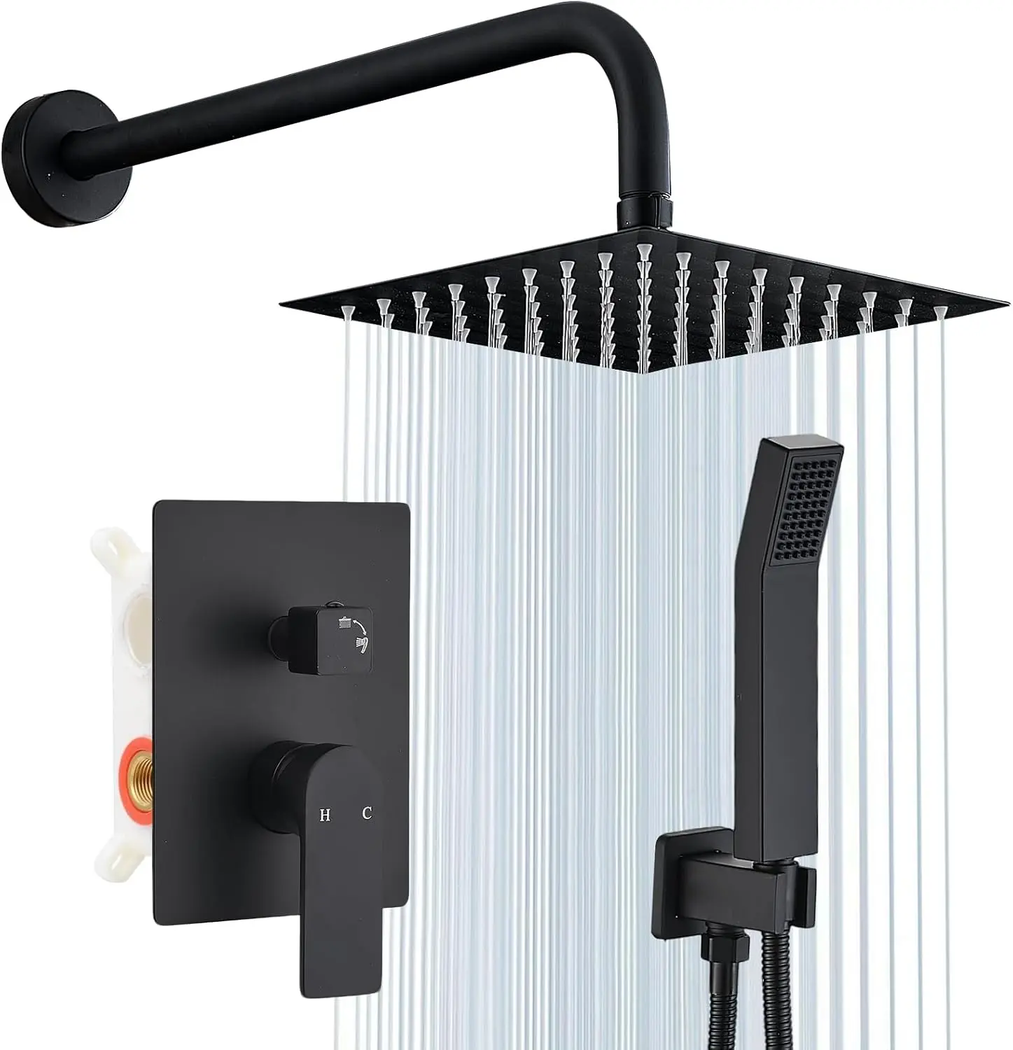 Shower Faucet Set With 8" Shower Head And Handheld Chrome