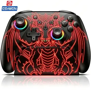 ESYWEN Wireless PC Controller, 1000Hz Polling Rate, Hall Effect Joysticks & Triggers, Controller for PC/Switch 2/Switch/Android/IOS, 1000mAh Battery, with 7 Light Modes/Paddle/Turbo/Motion/Charging Dock