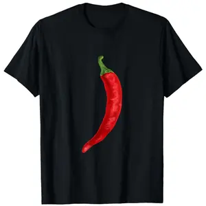 Chili Pattern Cotton T-Shirt - Unisex Casual Crew Neck Short Sleeve Top, Perfect Gift for Spicy Food Lovers, Machine Washable Men's T-Shirts Fun Shirts Cotton Menswear Classic Cotton Tee Comfort Wear Graphic Tees 200g 100% Cotton Sizes S to XXXXL