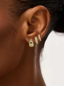 HAVIRE 14K Gold-Plated Hoop Earrings Set Rhinestone Cubic Zirconia Hoop Earrings Chunky Small Gold-Plated Hoops Huggie Earrings for Women Gold Jewelry for Woman