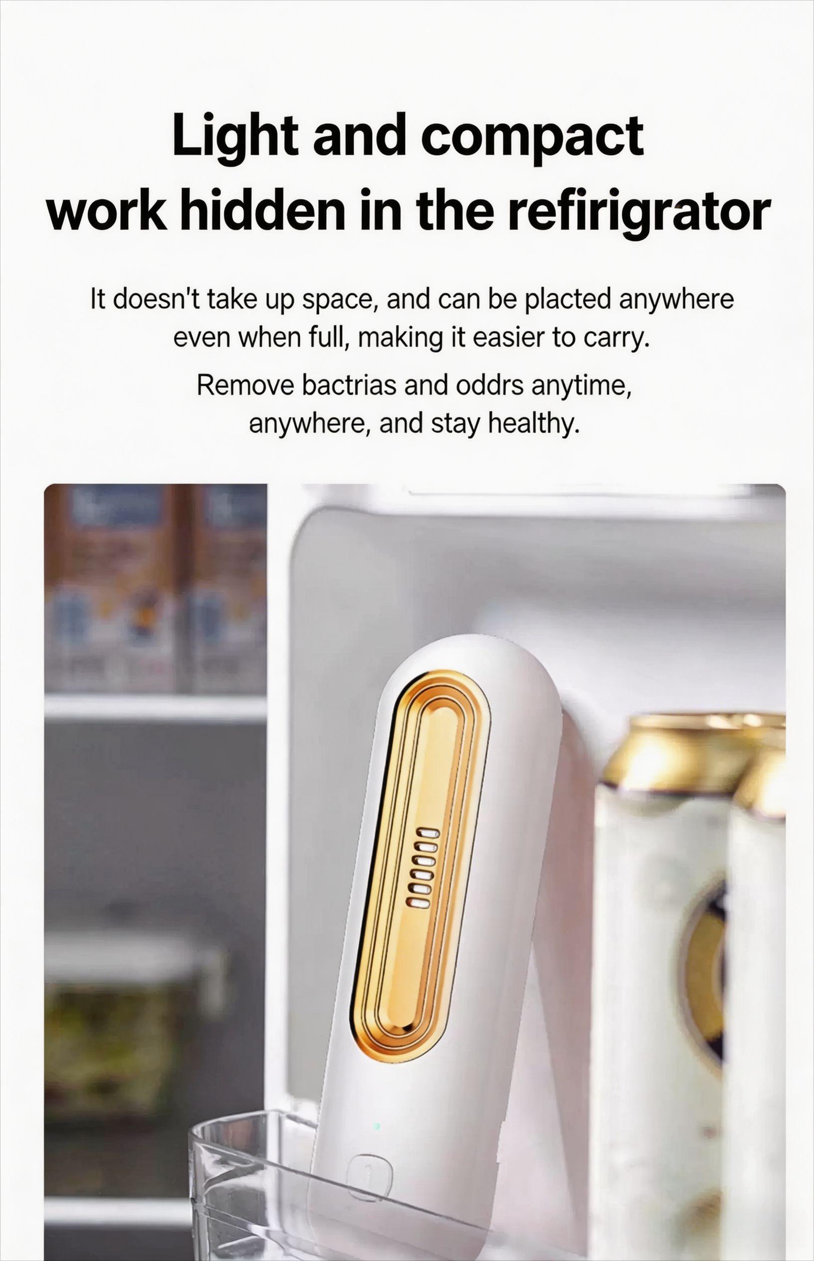 Portable Ozone Purifier for Refrigerator, Eliminate Bacteria & Odors,Suitable for refrigerators, fruit and vegetable air purifiers