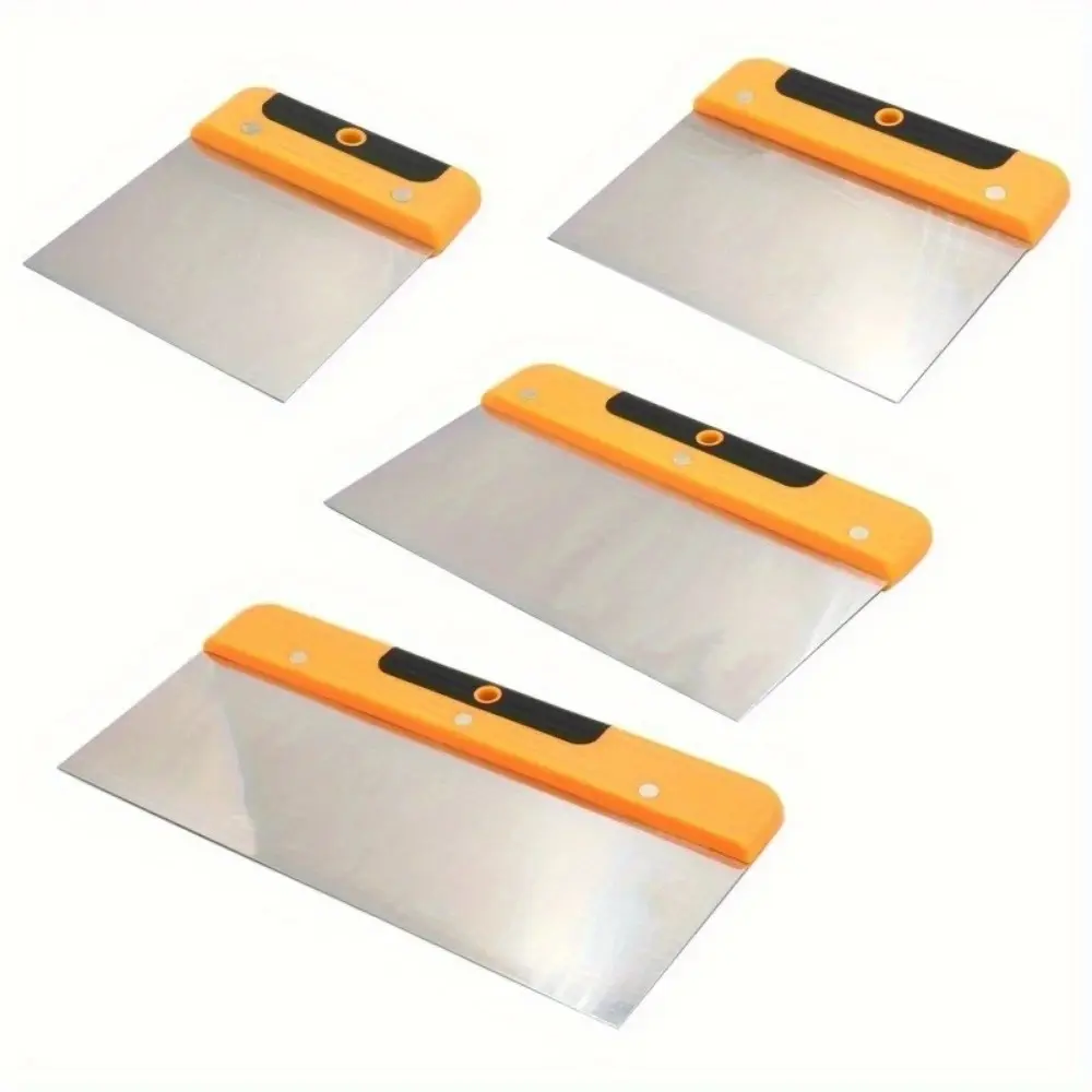 Four-Piece Putty Knife Set with Plastic Handle, Durable Joint Knife for DIY Projects, Essential Tools for Home Improvement, Wall Patching, Scrapers