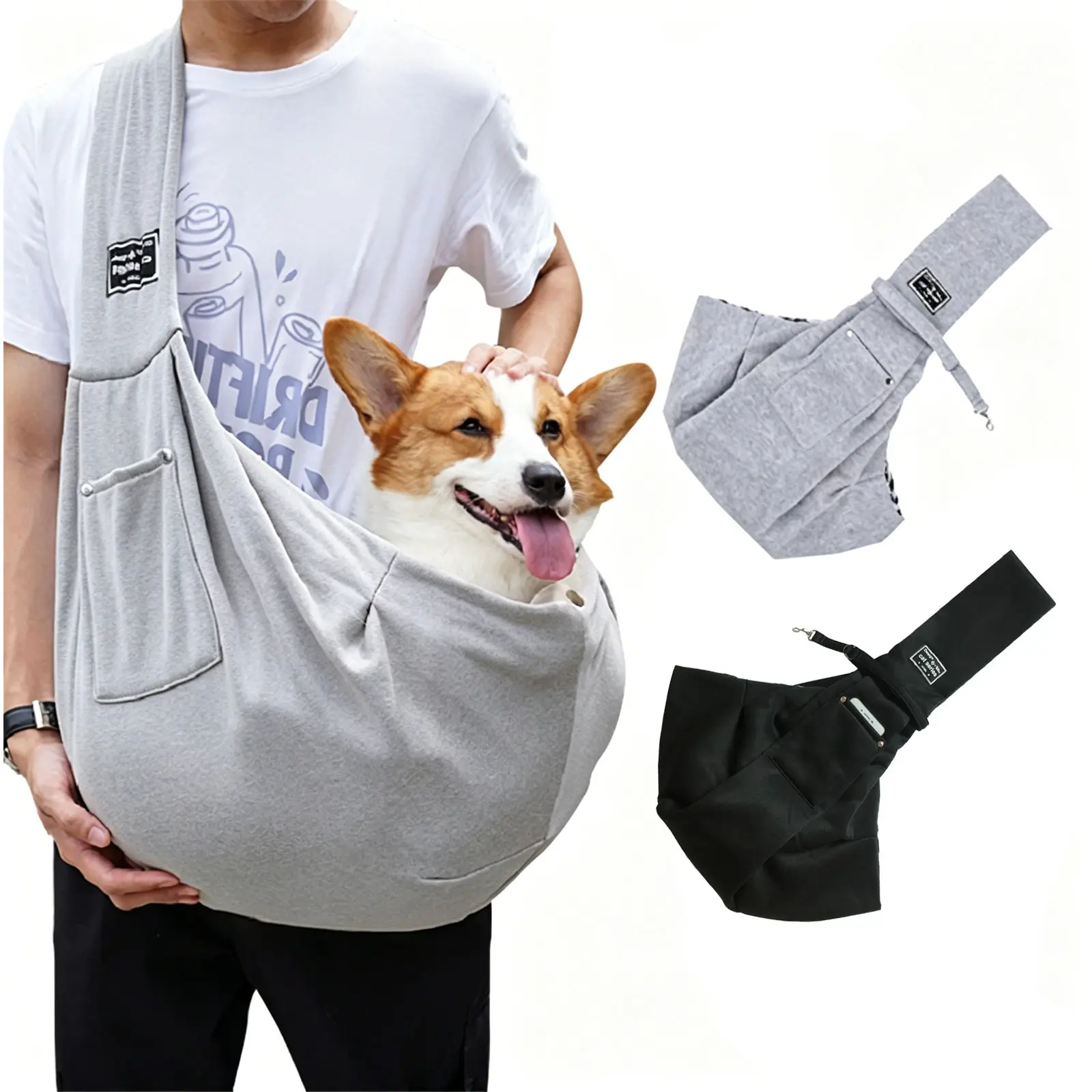 Pet carrier bag, suitable for small to medium-sized dogs and cats; hands-free crossbody puppy carrier with a safety hook and side pockets; comfortable, breathable pet travel tote, perfect for walks, shopping, and everyday outings