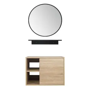 23.6" Modern Bathroom Vanity Cabinet BV1004 with HD Mirror & Storage Shelves Furniture Storage Eco-Friendly PVC Material