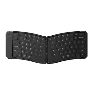 V-shaped Ergonomic Portable Bluetooth Folding Keyboard Rechargeable Light Sound Business Office Bluetooth Keyboard