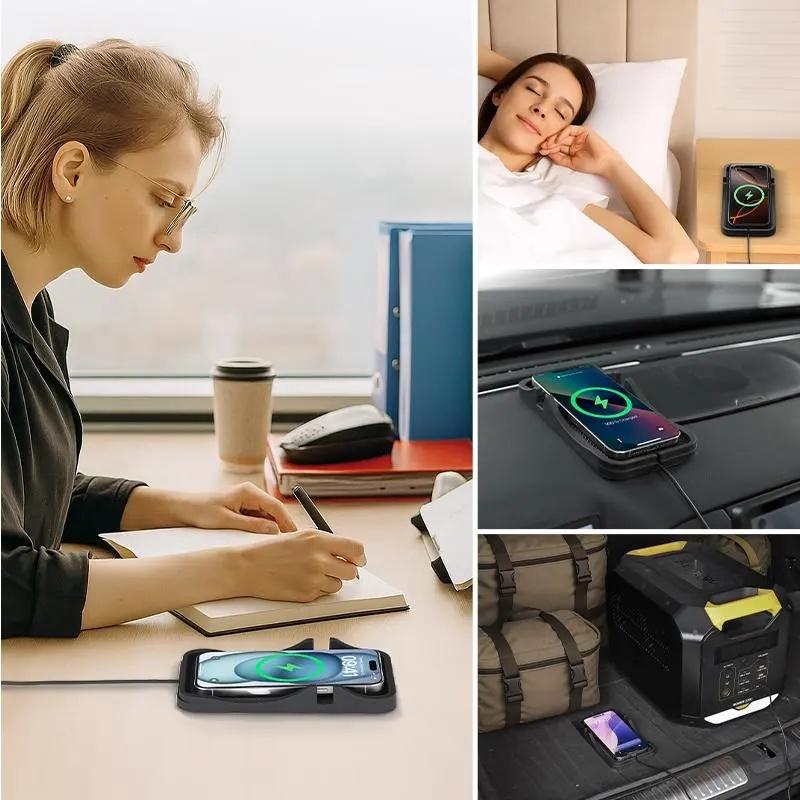 Joytutus Wireless Car Charging Pad—Supports 15W Automatic Fast Charging Output. Designed Specifically for SUVs, Trucks, and RVs, Features a Non-slip Rubber Base and a Hands-free Stand Function—an Essential and Practical Accessory for Your Travels