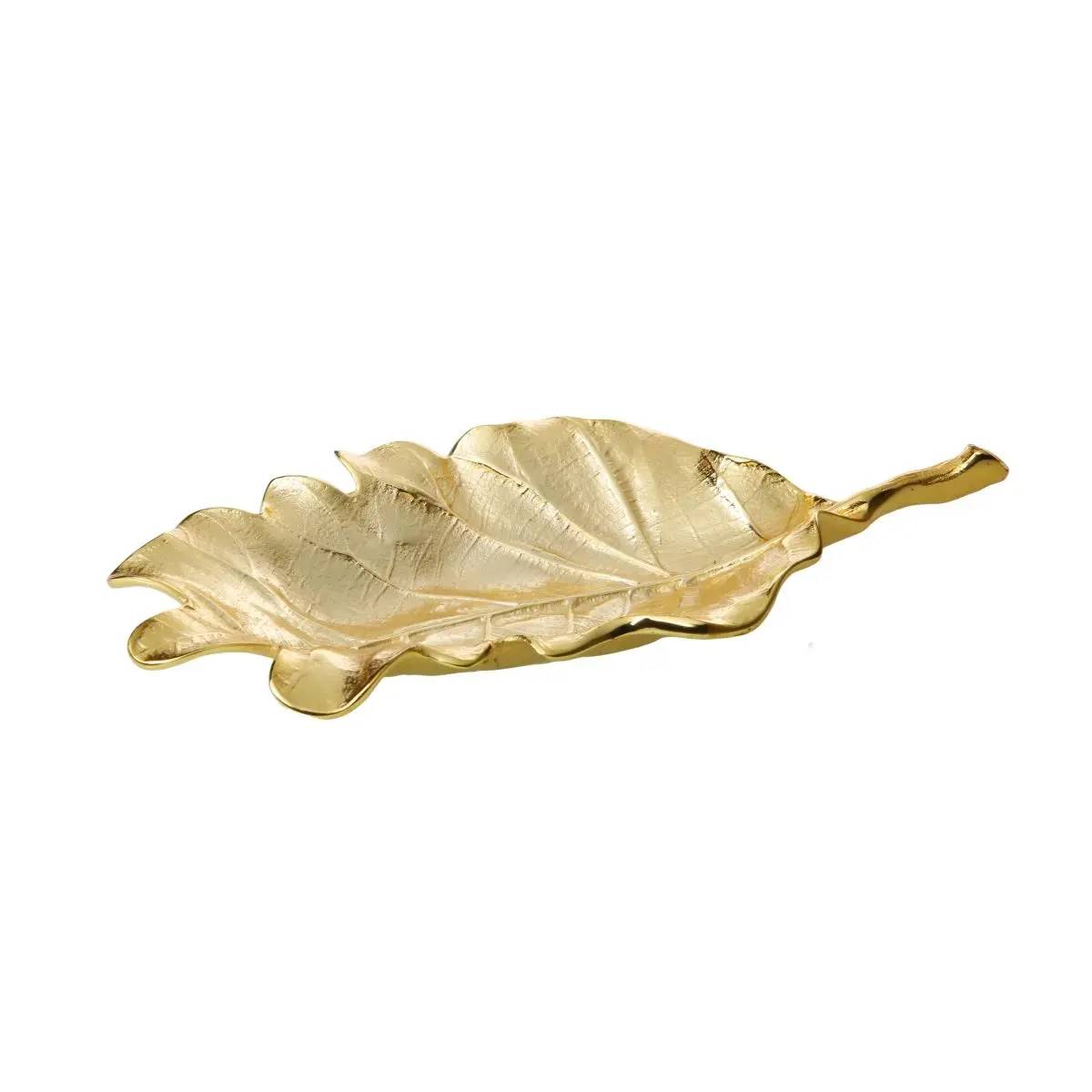 Classic Touch LE927 Artfully Crafted 1-Piece Gold Leaf Plate - Nature Oriented Design Centerpiece, 10.75x5.5x1.75 in Leaf Shape Tableware, 2 lbs
