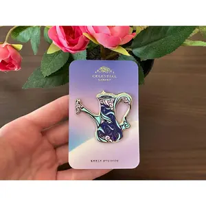 Gold Celestial Garden Moonlit Watering Can Hard Enamel Pin