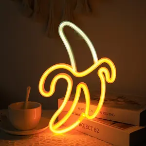 Banana Shape Neon Light, USB or Aa Battery Powered, Wall Decor Night Lamp, Bedroom Night Light, Decorative Night Light, Party Gift (batteries Not Included)