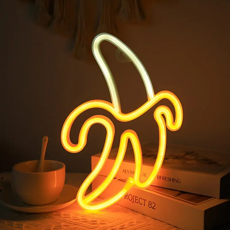 Banana Shape Neon Light, USB or Aa Battery Powered, Wall Decor Night Lamp, Bedroom Night Light, Decorative Night Light, Decorative Lights, Party Gift (batteries Not Included)