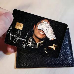 MJ Rhinestone Glove Card Sticker, Michael Jackson Glitter Credit Card Skin, Retro Pop Music Legend Debit Card Decals, MJ Fan Gift