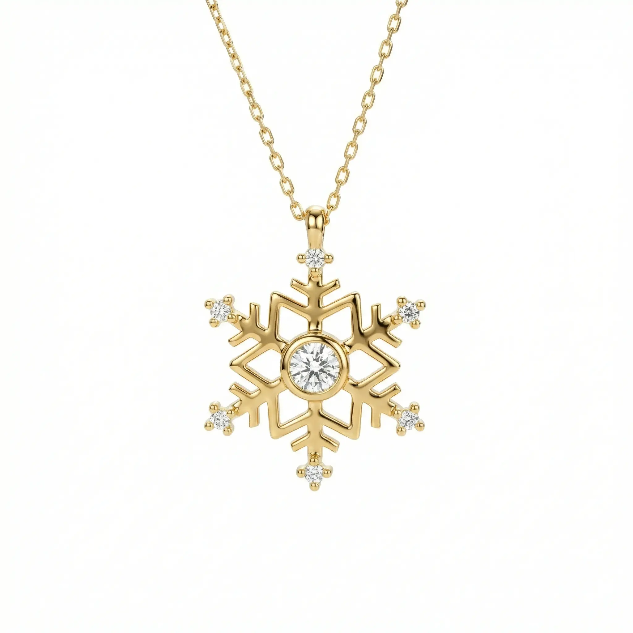 Snowflake Pendant Necklace | Gold Necklace – Solid 925 Sterling Silver, Thick Real 18K Gold Plating – bridesmaid gift, hypoallergenic fine jewelry, handmade keepsake – Gift for Her, Mom & Best Friend, Mother's Day, Anniversary & Birthday