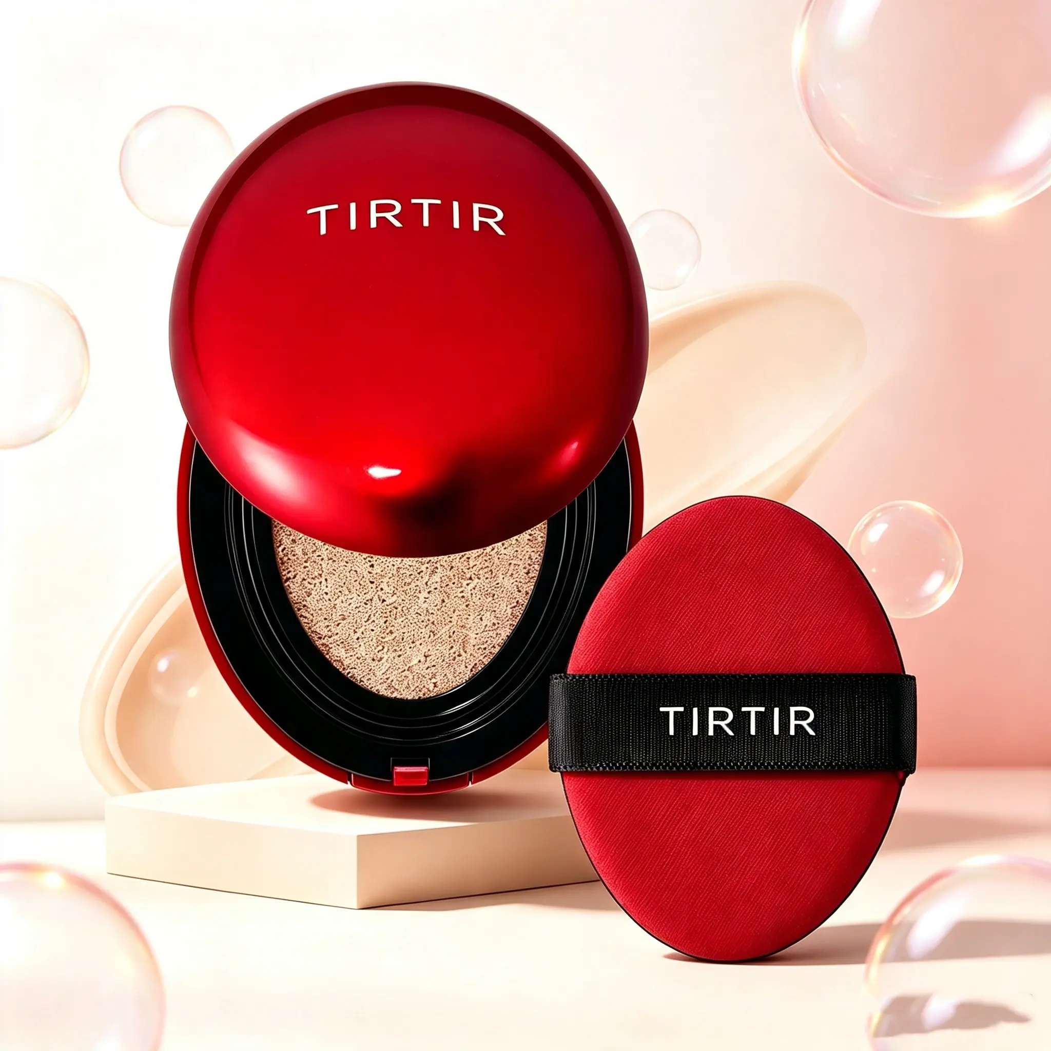 [TIRTIR]Mask Fit Red Cushion by TIRTIR, 72HR Transfer-Proof Korean Foundation Cushion, Breathable Satin Radiant Coverage, 40 Inclusive Shades for All Skin Tones