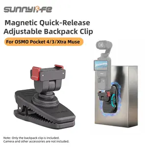 Sunnylife Magnetic Quick Release Backpack Clip Mount for DJI Osmo Pocket 4/4P/3, 360° Rotating Adjustable Camera Holder, Hands-Free POV Shooting Clip,for Hiking, Cycling & Outdoor Filming