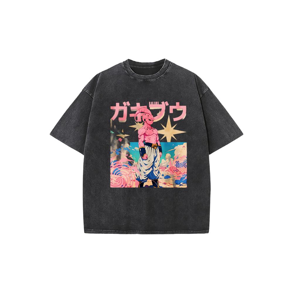 Kid Buu Graphic T-Shirt, Vintage Anime T-Shirt, Crew Neck Casual Cotton, Trending, Unisex Anime Tee, Suitable for Men's and Women's Streetwear Gifts