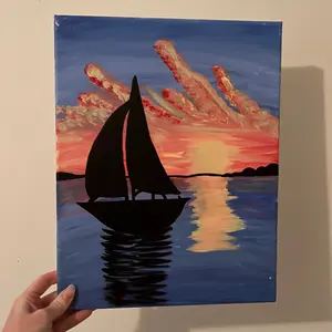 JACKIES.PAINTINGS + Sailboat Sunset Canvas Painting - Original Home Decor with Original Design bedroom wall accessories house