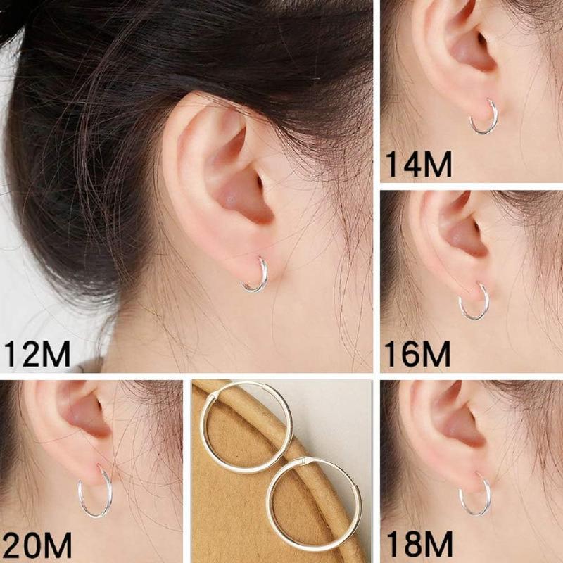 Minimalist Thin Endless Hoop Earrings Sterling Silver 925 Simple Small Cartilage Huggie Hoops Tragus Earring Ear Piercing Nose Rings Studs 14mm 16mm 18mm 20mm Fashion Jewelry for Women Men BFF Minimalist Thin Endless Hoop Earrings Sterling Silver 925 Simple Small Cartilage Huggie Hoops Tragus Earring Ear Piercing Nose Rings Studs 14mm 16mm 18mm 20mm Fashion Jewelry for Women Men BFF