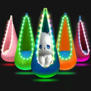 Glowing Swing Chair Indoor Outdoor Use Hammock with LED Light, Soft Hammock Seat Safe Load Capacity 176 Lbs, Easy Installation