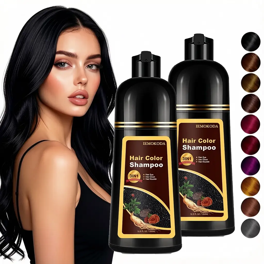 3 in1 hair dye shampoo 500ml, natural plant pigments, no damage to scalp, no side effects, quickly covers white hair, suitable for both men and women，Perfect Gray Coverage，Salon Results at Home