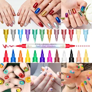 12-24 Color Acrylic Nail Art Pens Set, DIY Nail Design Tools, Abstract Lines, Floral Patterns, Bright Colors, Professional Nail Art Supplies, Nail Art Markers