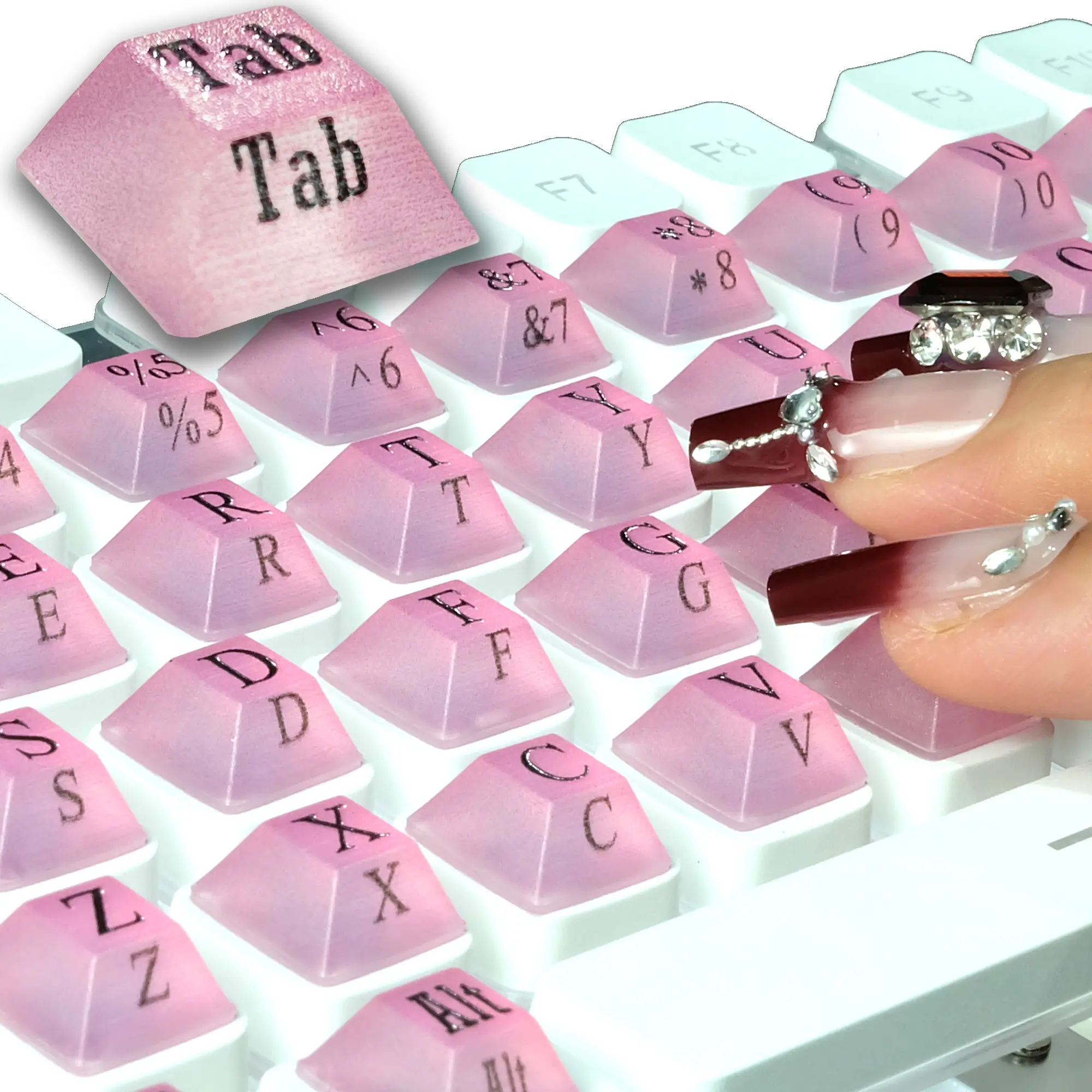 80 Pcs Self-Adhesive PC Keyboard Keys for Long Nails Typing and Gaming, ​​Anti-Damage Symbolic and Alphanumeric Keys for Nail-Art
