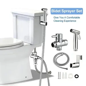 Bidet Sprayer for Toilet, Stainless Steel Bidet Sprayer Kit, Easy Install Toilet Bidet Attachment for Personal Hygiene and Cleaning, Toilet Bidet Sprayer with Bidet Hose for Feminine Wash Handheld