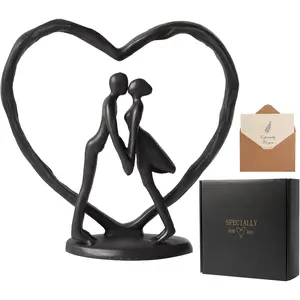 Iron Anniversary Wedding Gifts for Wife/Her/Him/Couple,Wedding Gifts for Couples,Valentine's Day/Birthday/6th Anniversary Keepsake,Handcrafted Iron Couple Statue Decor,Heart Sculpture/Figurine