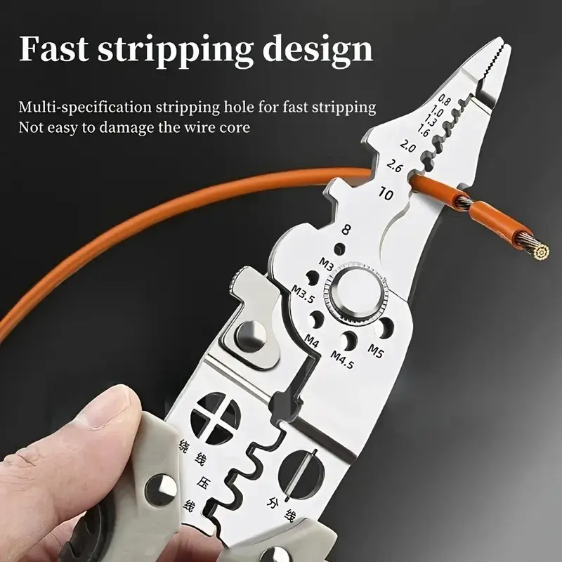 ProMaster Industrial Hardware Multi-Function Wire Stripper - 1pc Hand Tool, Durable Iron Construction, Precision Cutting, Crimping, No Assembly Required Wirecutter