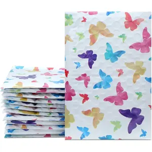 4x8 Inch Colorful Butterfly 50 Pack Bubble Mailers Poly Padded Self Seal Envelopes Shipping Bags for Small Business Boutique Mailing Packaging Makeup Supplies #000