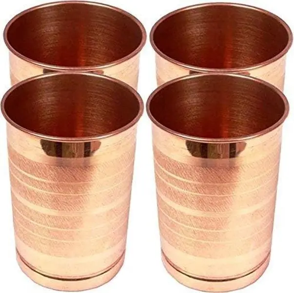 Pure Copper glasses for Drinking Water | Tumbler Set Of 4| Copper Cups Set for Ayurveda Health Benefits (11.8 Oz approx)