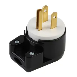 Right Angle Nema 5-15P 15A 125V AC Plug, ETL Easy Assembly 90 Degree USA Canada Male DIY Rewirable 12 Directions Adjustable AC Connector