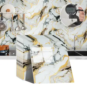 Self-Adhesive Marble Tile Stickers Set, Waterproof PVC Wall Decor, Decorative Wall Sticker, Durable Floor Tiles, Easy to Apply and Remove, Perfect for Living Room Kitchen Bathroom