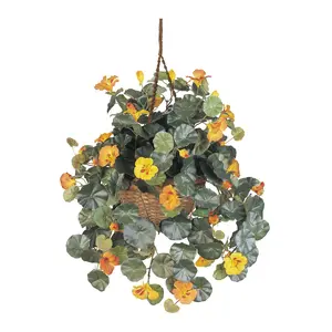 Nasturtium Silk Hanging Basket by Nearly Natural