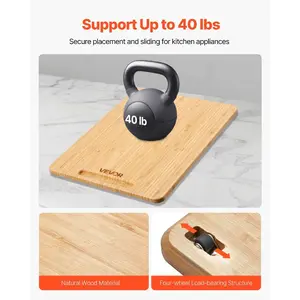 fathersdaygift VEVOR Appliance Slider, Large 16x 12-inch, Rolling Sliding Tray with Rubber Wheels Hollow Handle, Easy to Clean, Appliance Rolling Tray for Coffee Maker, Kitchen Countertop, Natural Wood
