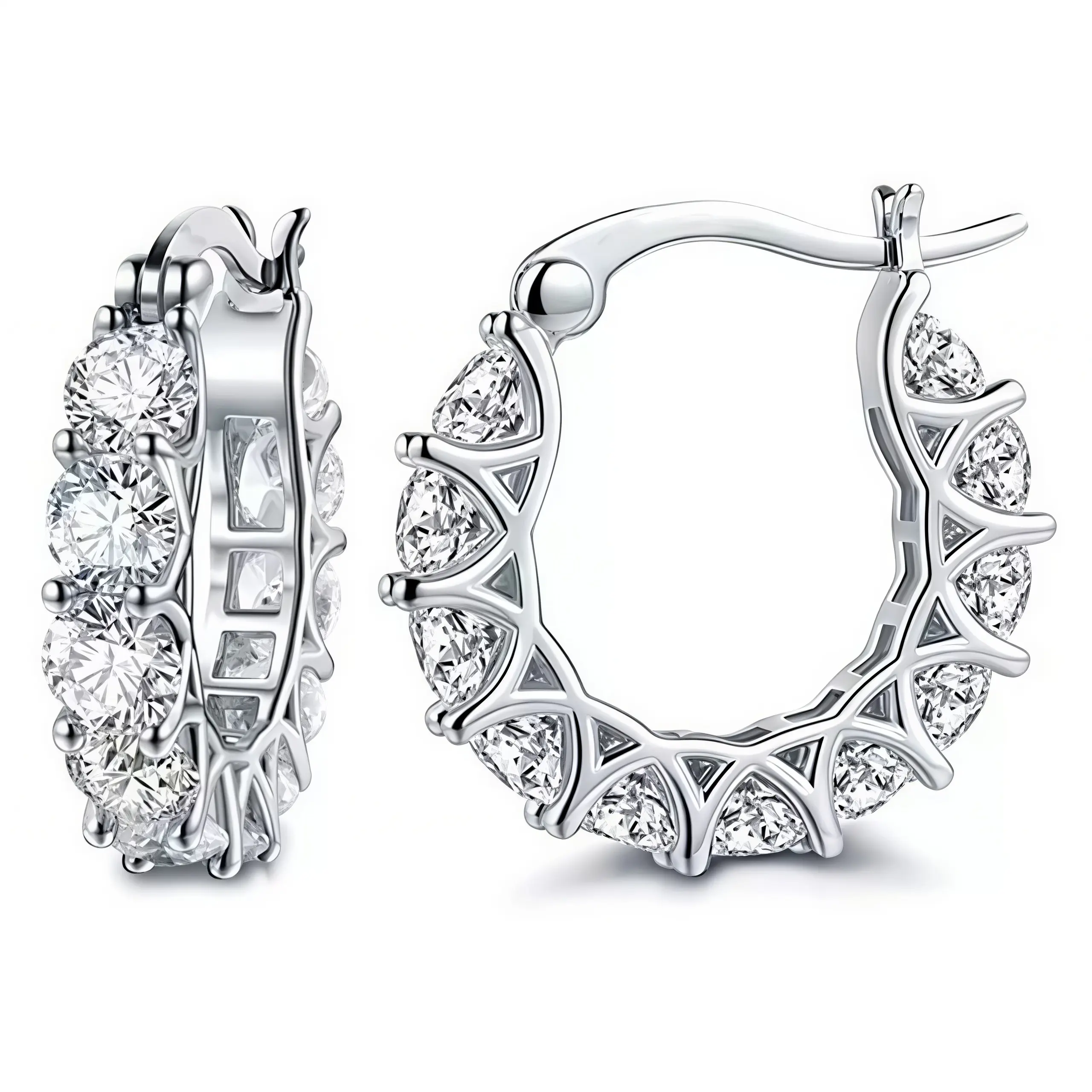 14K Gold-Plated Rhinestone Cubic Zirconia Chunky Small Huggie Hoop Earring Set, Clean Girl Fashion Costume Jewelry for Stoney Girl Summer
