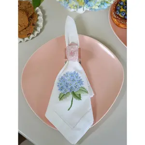 Dinner Napkin, French Hydrangea (Light Blue), Set of 2 Cutlery Tableware Vintage Floral