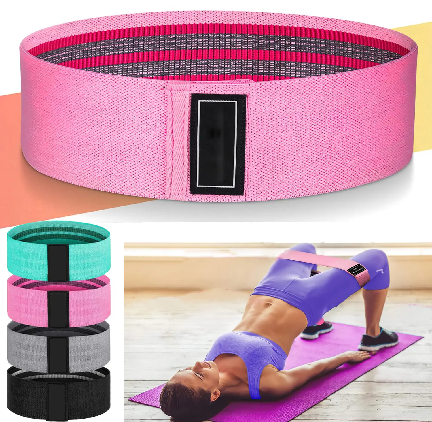 4PCS Resistance Bands for Working Out, Fabric Exercise Bands for Legs and Butt, Workout Bands for Women and Men Strength Training, Booty Band for Yoga Starter Set, Pilates, Rehab, Fitness and Home Workout