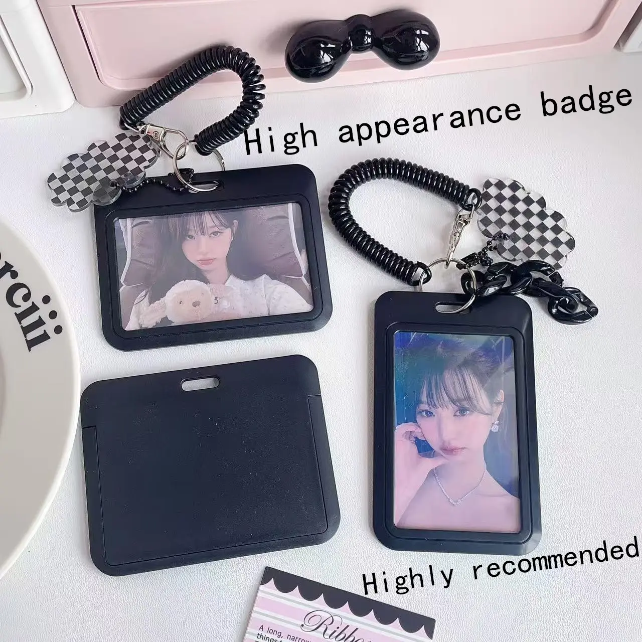 Simple Student ID Card Holder, Anti-Loss Protection Case, Three-Inch Instant Photo Display Backpack Keychain, Document Card Cover, Retractable Badge Reel, Id Badge Holders Retractable, Badge Reels Retractable, Name Tag Holder
