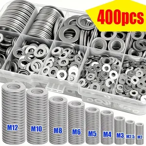 400 Flat Washer Set M2-M12, Ideal for Home Repair, Industrial Maintenance, Kitchen Decoration, Outdoor Use, Durable & Versatile
