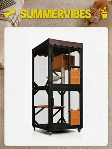 #Summervibes Aivituvin-Large/Medium Outdoor Cat Enclosure With wheels,Catio,Scratching Post and Hammock,Cat Enclosure For Indoor Cat,