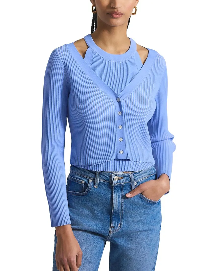 Derek Lam 10 Crosby Lonnie Viscose Knit Layered Cashmere-Blend Cardigan
