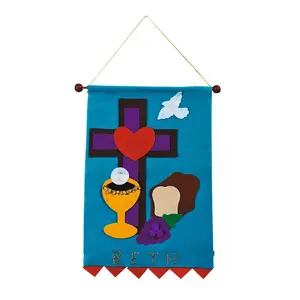 14" Holy Communion Felt Banner Craft Kit with Wood Dowel - Makes 12