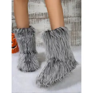 Women's Casual Fashion Faux Fur Snow Boots, Soft Lightweight Comfortable Winter Shoes, Stylish Warm Footwear for Ladies, Fall Winter Footwear