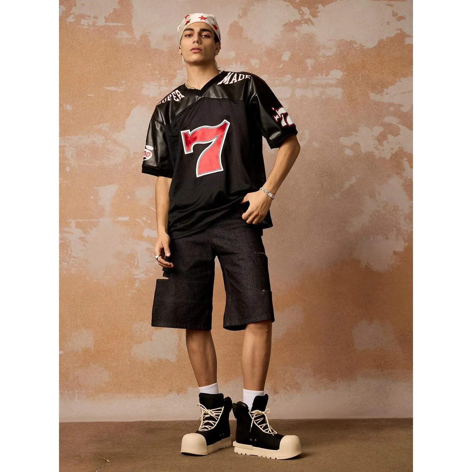 Thesupermade Original "SUPER 7" V-Neck Jersey T-SHIRT