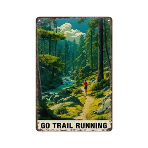 Trail Running Metal Aluminum Tin Signs Retro Wall Decor 8X12 Inch for Living Room Kitchen Farm Bedroom Bathroom Decoration Posters