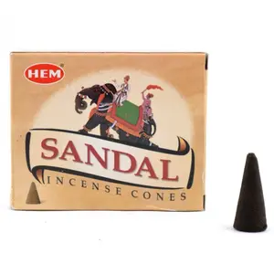 HEM Sandal Incense Cones - Authentic Sandal Wood Fragrance for Smoke Cleansing & Spiritual Practices - Pure & Traditional Spiritual Connection Tools