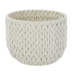 Extra Large White Woven Rope Decorative Storage Basket - Versatile Storage Solution for Home Organization