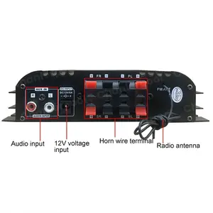 1600W Peak Power Digital 4-Channel HiFi Sound Amplifier Device, Bluetooth Karaoke Player with FM Radio and Remote Control Support