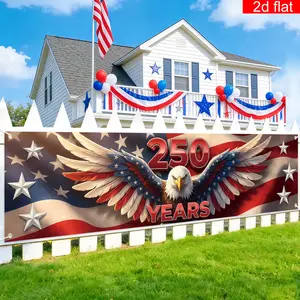 2D Banner for The 250Th Anniversary of The United States (1776-2026), Suitable for Yard Parties, Made of Polyester with Designs of The American Flag And Eagle, Perfect for Wall, Garden